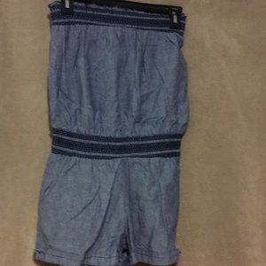 Navy blue strapless romper